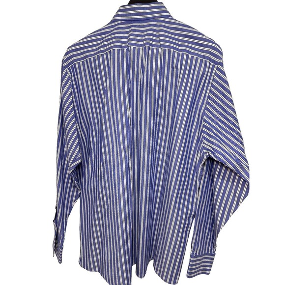 Michael Kors Button Down Shirt Men’s Blue White Striped Long Sleeve Size XL - Picture 3 of 6